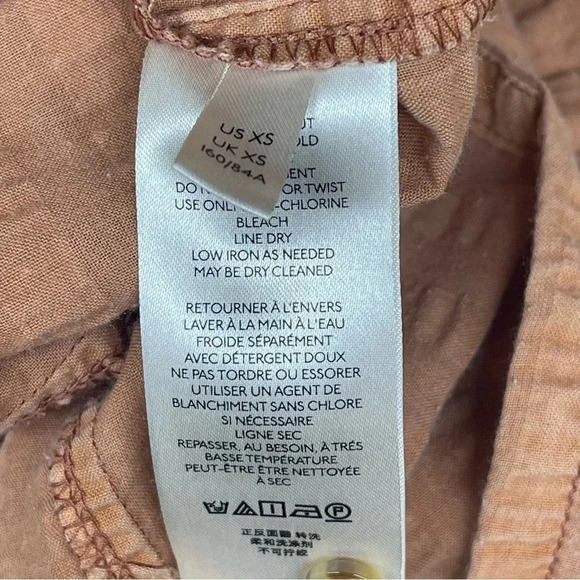 Anthropologie Pilcro tunic coverup. Orange/beige seersucker. Split hem. Sz XS. - Picture 5 of 6